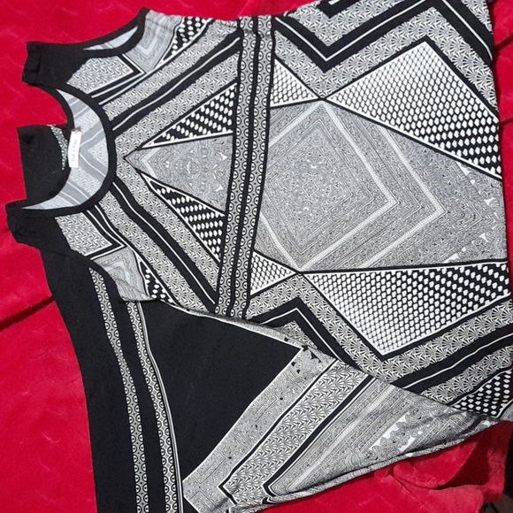 Calvin klein maxi dress tribal black white medium strapless - Picture 2 of 5